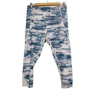 Zella | Women's Blue/Green Printed Athleisure or Yoga Leggings (Size Large)